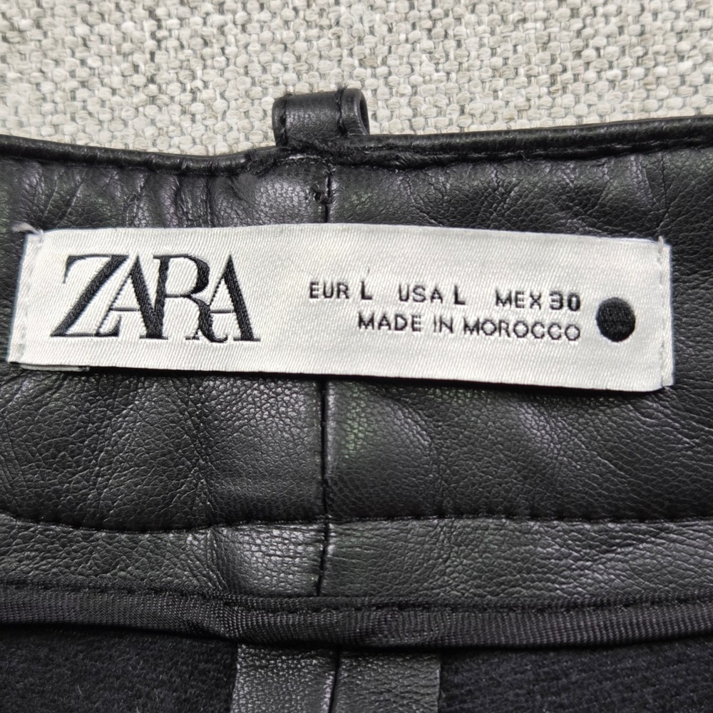 Zara Faux Leather Ankle Pants Black Women's Large Festival Contemporary - Picture 4 of 7